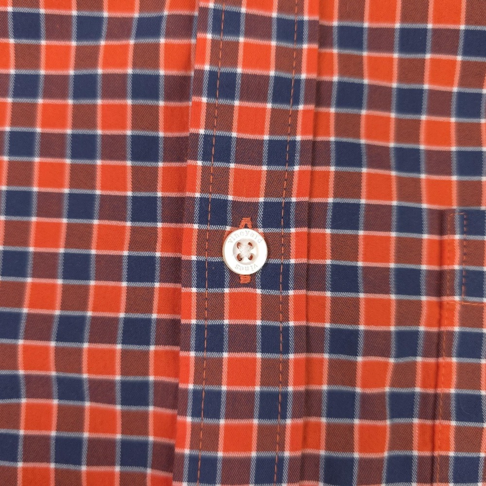 Vineyard Vines Shirt Men Small Orange Check Long Sleeve Brrr Cooling Stretch OTG - Picture 3 of 12